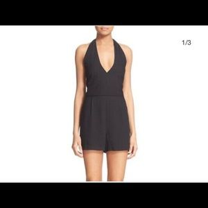 Alice + Olivia Silk Black Halter Short Romper